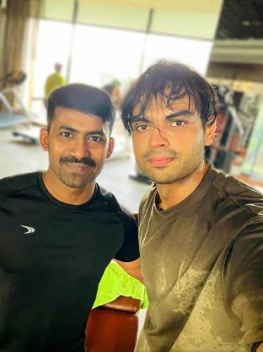Madhusudhan Gowda with Indian Javelin Champion and Olympic Medalist Neeraj Chopra