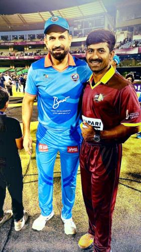Madhusudhan Gowda with former Indian cricketer Irfan Pathan at the International Masters League 2025